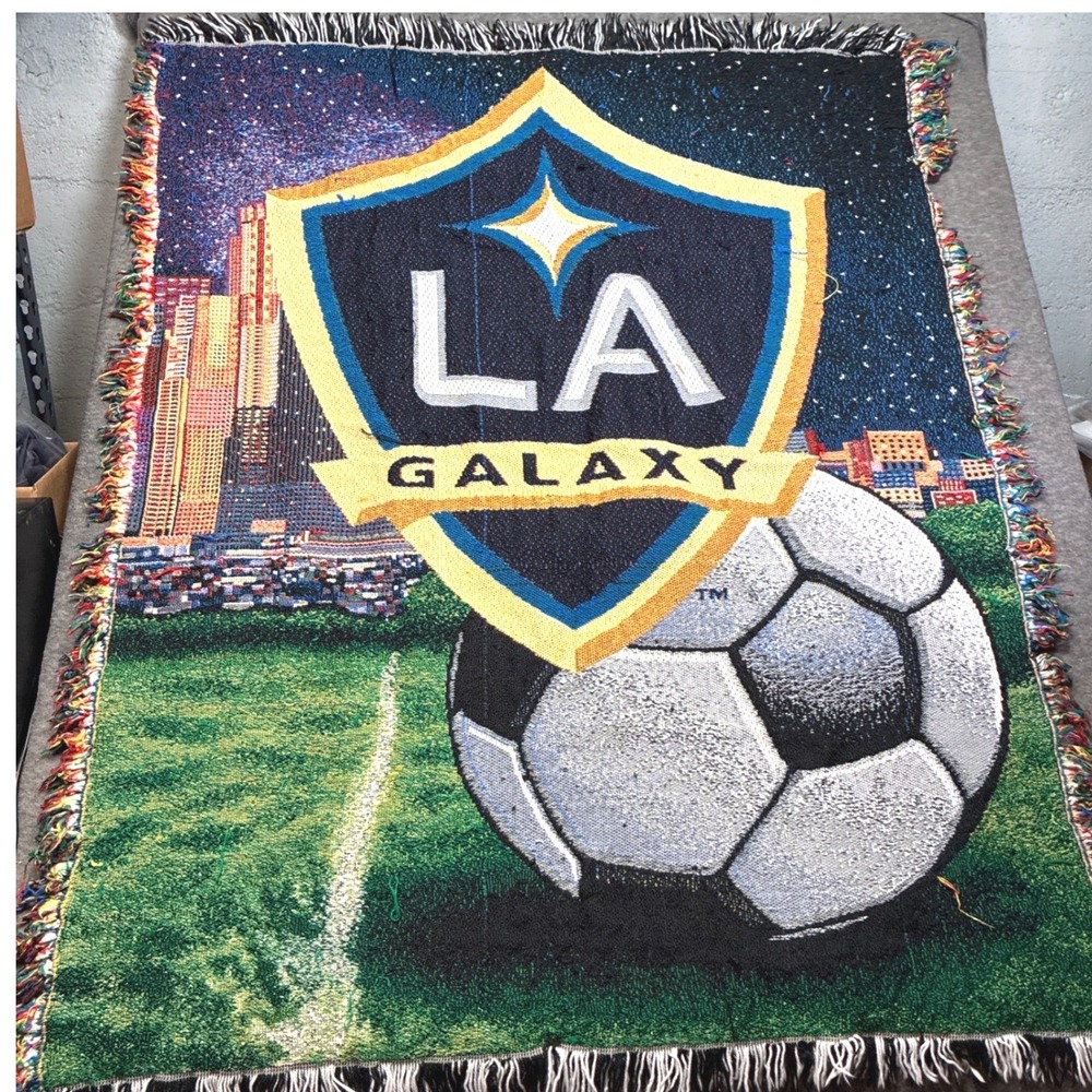 VTG LA Galaxy Woven Tapestry Throw Blanket 46x54 Multicolor MLS Soccer Skyline
